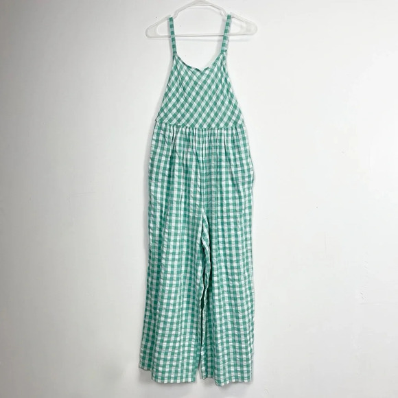 Nordstrom Pants - NEW Nordstrom Jumpsuit Womens XS Green White Gingham Sleeveless Tie Back NWOT